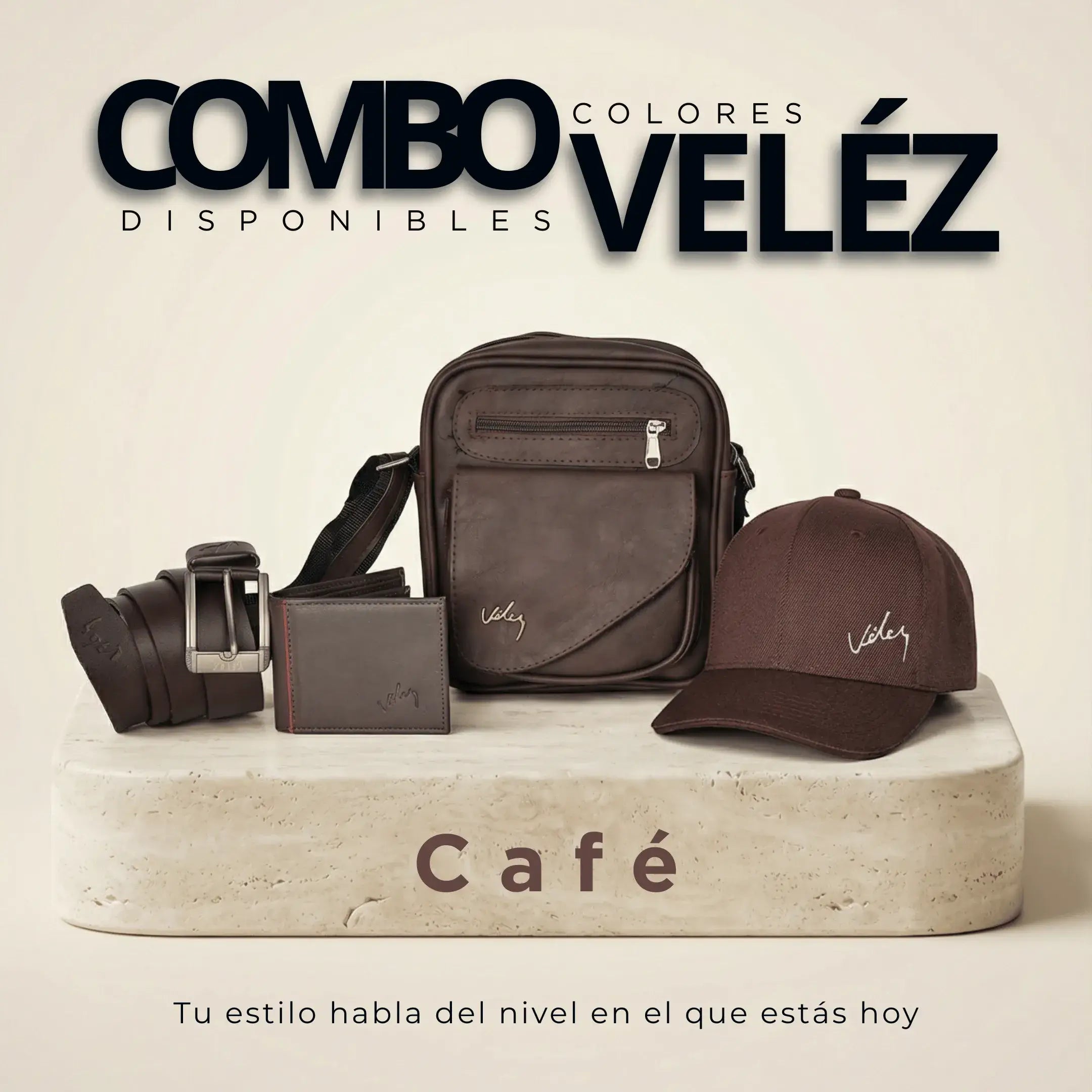 Combo Vélez Para Hombre: Exclusivo y Autentico: Carriel+ billetera + Correa + Gorra