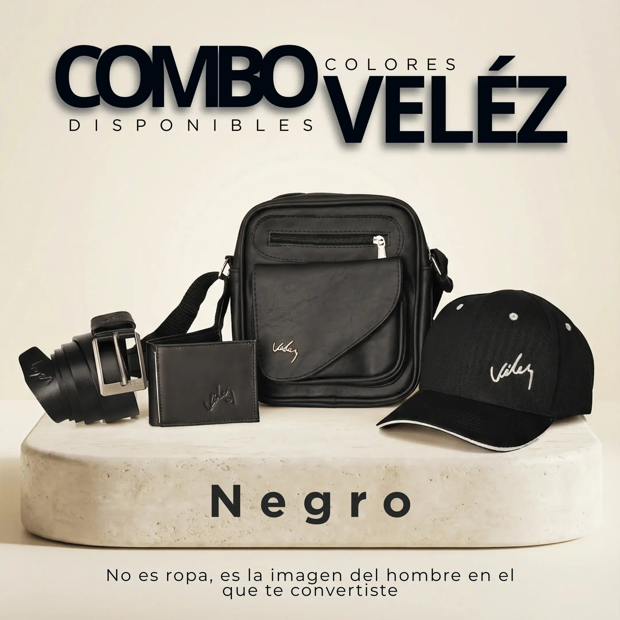 Combo Vélez Para Hombre: Exclusivo y Autentico: Carriel+ billetera + Correa + Gorra