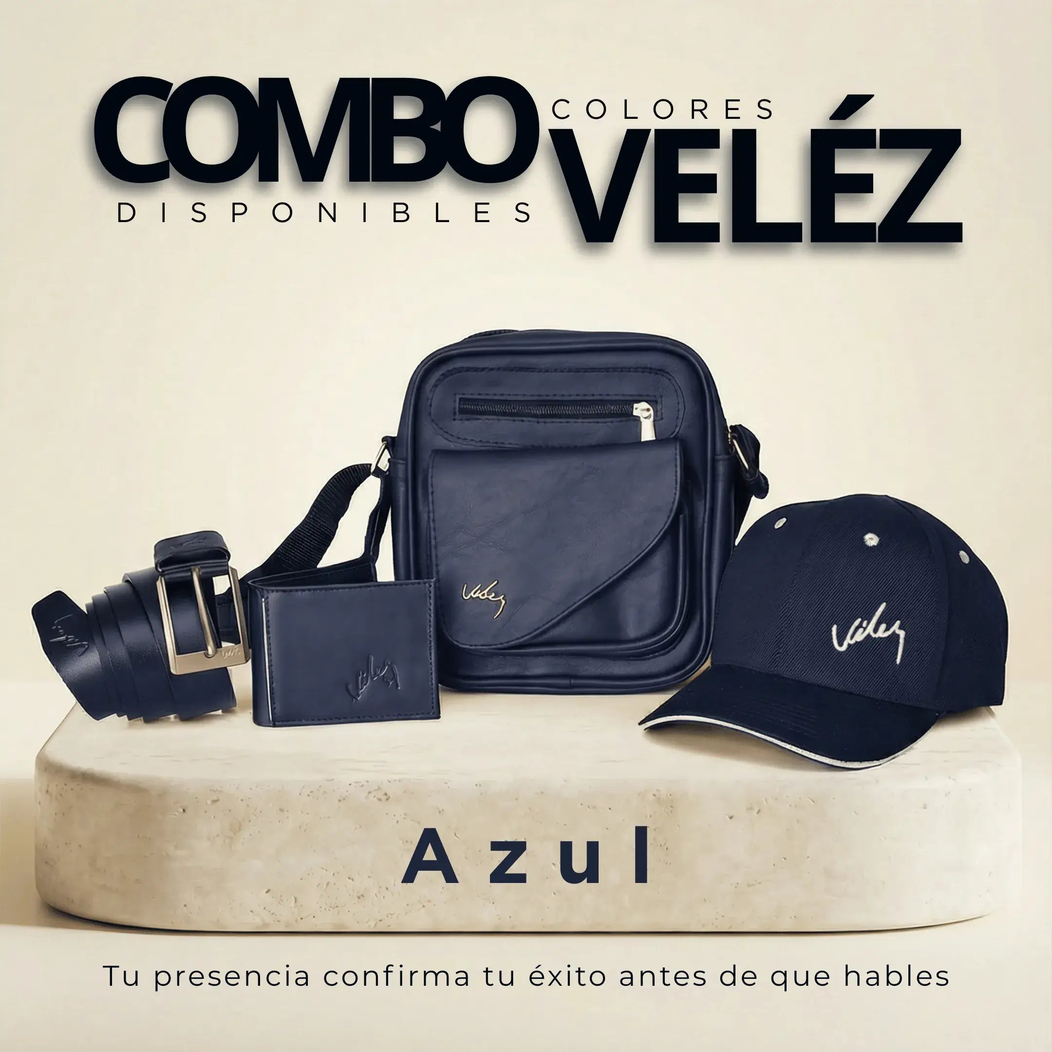 Combo Vélez Para Hombre: Exclusivo y Autentico: Carriel+ billetera + Correa + Gorra