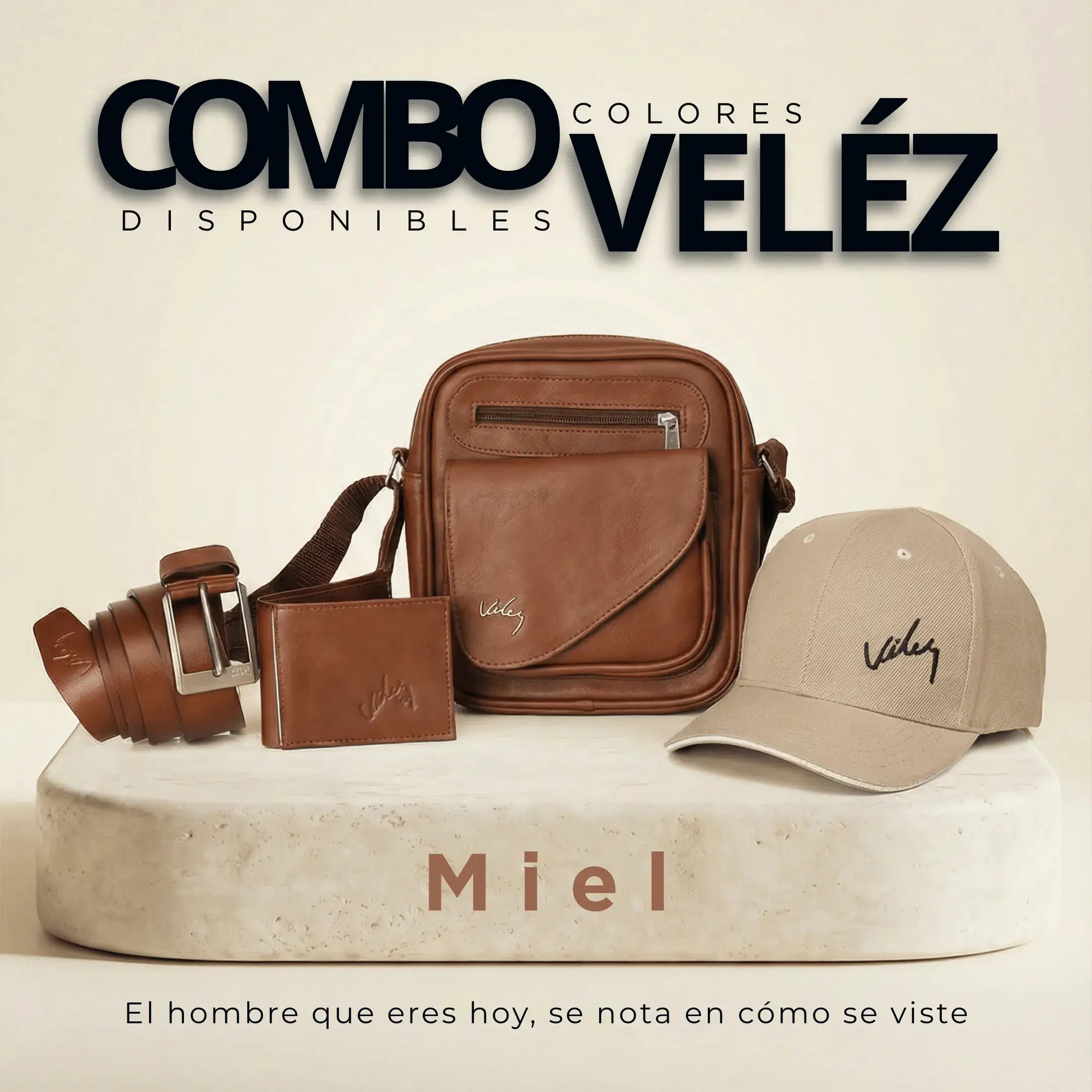 Combo Vélez Para Hombre: Exclusivo y Autentico: Carriel+ billetera + Correa + Gorra