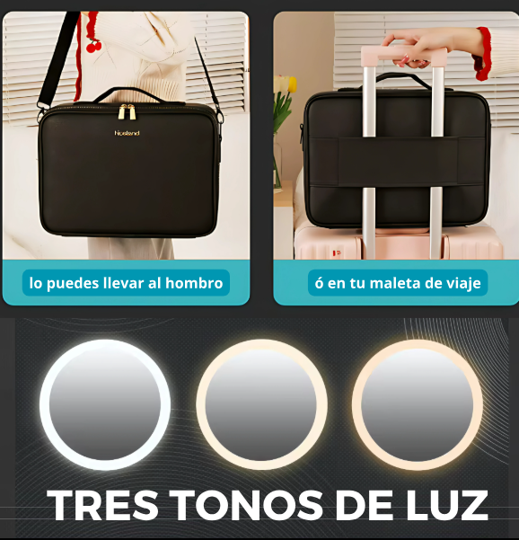 COSMETIQUERA PROFESIONAL CON ESPEJO-LUZ LED