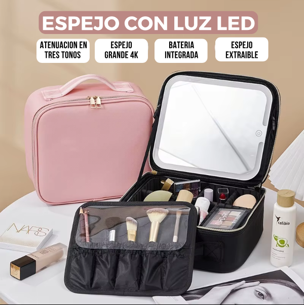 COSMETIQUERA PROFESIONAL CON ESPEJO-LUZ LED
